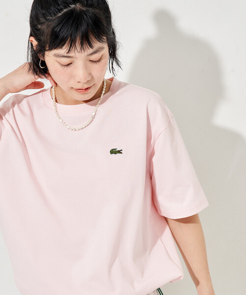 FREAK'S STORE(フリークスストア)の「LACOSTE × FREAK'S STORE/ラコステ 別注 スピンドル付き クルーネック 半袖Tシャツ(Tシャツ/カットソー・レディース・ピンク/イエロー/ネイビー/ブラック/オフホワイト・フリ-)」の5枚目の写真