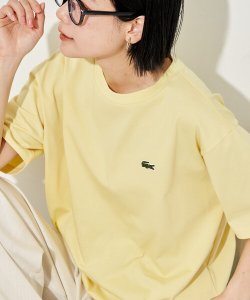 FREAK'S STORE(フリークスストア)の「LACOSTE × FREAK'S STORE/ラコステ 別注 スピンドル付き クルーネック 半袖Tシャツ(Tシャツ/カットソー・レディース・ピンク/イエロー/ネイビー/ブラック/オフホワイト・フリ-)」の4枚目の写真