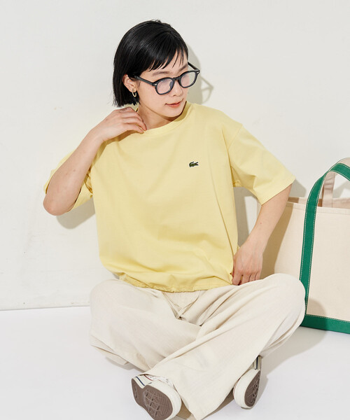 FREAK'S STORE(フリークスストア)の「LACOSTE × FREAK'S STORE/ラコステ 別注 スピンドル付き クルーネック 半袖Tシャツ(Tシャツ/カットソー・レディース・ピンク/イエロー/ネイビー/ブラック/オフホワイト・フリ-)」の6枚目の写真