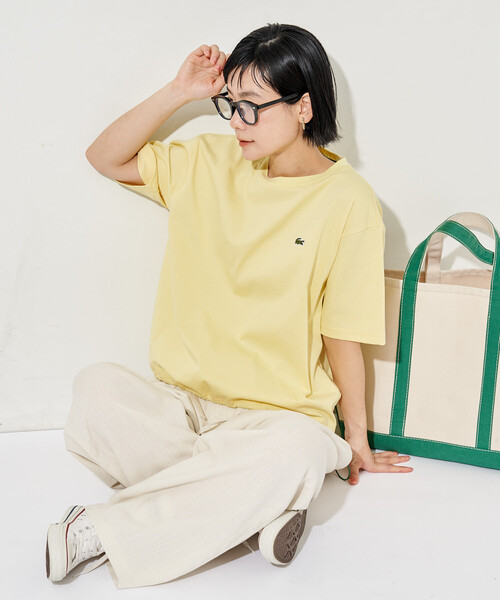 FREAK'S STORE(フリークスストア)の「LACOSTE × FREAK'S STORE/ラコステ 別注 スピンドル付き クルーネック 半袖Tシャツ(Tシャツ/カットソー・レディース・ピンク/イエロー/ネイビー/ブラック/オフホワイト・フリ-)」の7枚目の写真