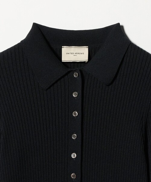 UNITED ARROWS(ユナイテッドアローズ)の「リブ ポロニット カーディガン ‐ウォッシャブル‐(カーディガン/ボレロ・レディース・ブラック/ライトピンク/ダークブラウン・FREE)」の8枚目の写真