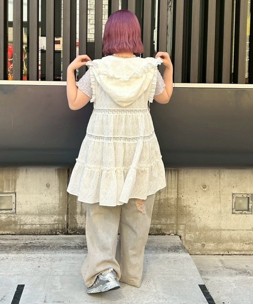 Candy Stripper(キャンディストリッパー)の「STAR LACE MINI ワンピース(ワンピース・レディース・ライトグレー/ブラック/オフホワイト・FREE)」の8枚目の写真