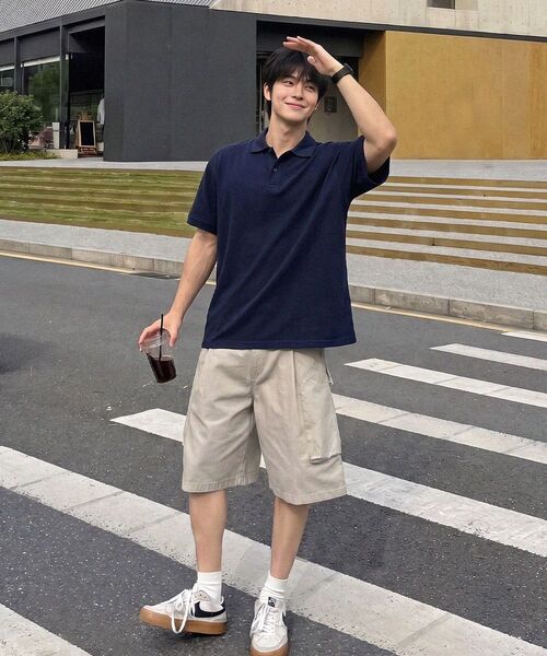PHERMENON(フェルメノン)の「マッスルフィットレタリング無地カラーTシャツ - ベージュ(ポロシャツ・メンズ・ベージュ・1/2/3)」の15枚目の写真