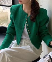 FAVORITO（ファヴォリート）の「ショートシングルブレストジャケット（ノーカラージャケット）」