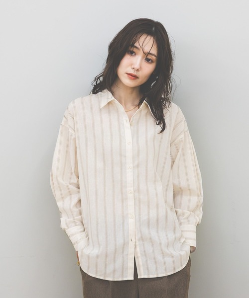 GLOBAL WORK（グローバルワーク）の「イージーケアリネンシャツ長袖/601200（シャツ/ブラウス・レディース・グリーン系その他/イエロー/フューシャピンク/グレイッシュベージュ/ライトブルー/グレー/ホワイト/グレー系その他7・SMALL/LARGE/MEDIUM）」の14枚目の写真