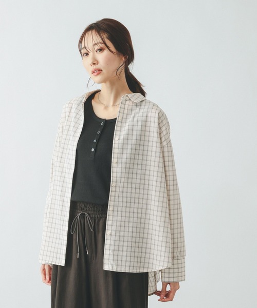 GLOBAL WORK（グローバルワーク）の「イージーケアリネンシャツ長袖/601200（シャツ/ブラウス・レディース・グリーン系その他/イエロー/フューシャピンク/グレイッシュベージュ/ライトブルー/グレー/ホワイト/グレー系その他7・SMALL/LARGE/MEDIUM）」の21枚目の写真