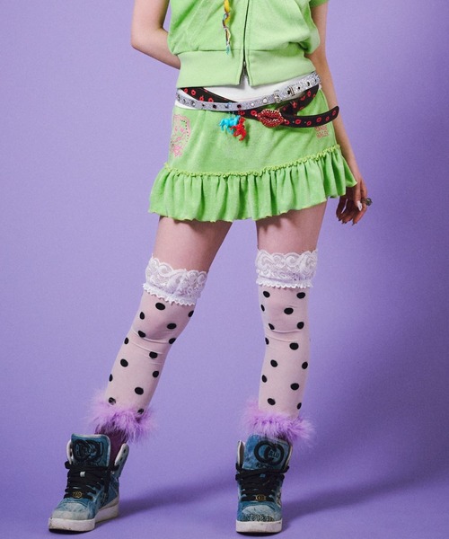 GALFY（ガルフィー）の「GALFY（ガルフィー）VIVI★GALスカート/パイル フリルミニスカート（インパンツ付き）Y2K ギャル セットアップ対応（スカート・レディース・イエロー系その他/ブラック/ピンク・FREE）」の9枚目の写真