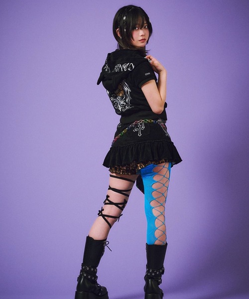 GALFY（ガルフィー）の「GALFY（ガルフィー）VIVI★GALスカート/パイル フリルミニスカート（インパンツ付き）Y2K ギャル セットアップ対応（スカート・レディース・イエロー系その他/ブラック/ピンク・FREE）」の7枚目の写真