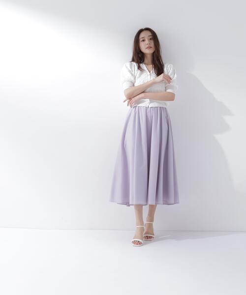 NATURAL BEAUTY BASIC(ナチュラルビューティーベーシック)の「追加生産/低身長サイズ【ちょうど、いい服】ふんわり春風フレアスカート(スカート・レディース・ネイビー/ラベンダー/ベージュ・SMALL/LARGE/P/S/MEDIUM)」の16枚目の写真