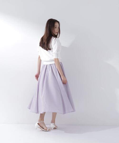 NATURAL BEAUTY BASIC(ナチュラルビューティーベーシック)の「追加生産/低身長サイズ【ちょうど、いい服】ふんわり春風フレアスカート(スカート・レディース・ネイビー/ラベンダー/ベージュ・SMALL/LARGE/P/S/MEDIUM)」の17枚目の写真