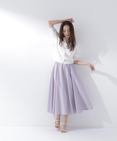 NATURAL BEAUTY BASIC(ナチュラルビューティーベーシック)の「追加生産/低身長サイズ【ちょうど、いい服】ふんわり春風フレアスカート(スカート・レディース・ネイビー/ラベンダー/ベージュ・SMALL/LARGE/P/S/MEDIUM)」の20枚目の写真
