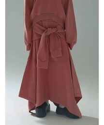 SHIRT-WRAP STYLE BLEACH SWEAT SKIRT