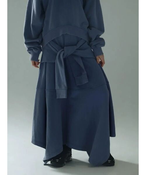 :ETHROF（イーサオブ）の「SHIRT-WRAP STYLE BLEACH SWEAT SKIRT（スカート・レディース・スカイブルー/ピンク系その他2・MEDIUM）」の2枚目の写真