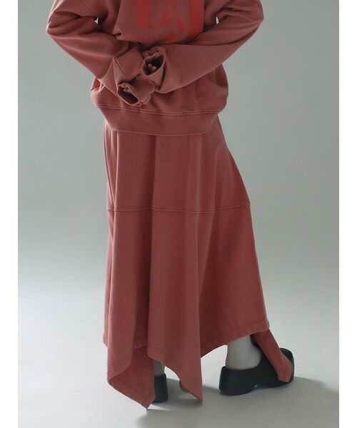 :ETHROF（イーサオブ）の「SHIRT-WRAP STYLE BLEACH SWEAT SKIRT（スカート・レディース・スカイブルー/ピンク系その他2・MEDIUM）」の3枚目の写真