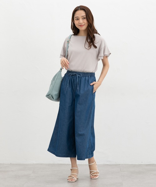 Honeys(ハニーズ)の「【ハニさら・接触冷感】クールデニムガウチョ(デニムパンツ・レディース・グレー/ブルー/インディゴブルー・3L/L/LL/M/S)」の5枚目の写真