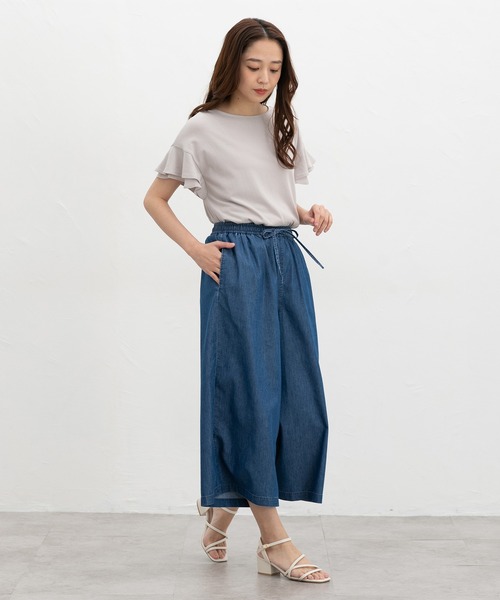 Honeys(ハニーズ)の「【ハニさら・接触冷感】クールデニムガウチョ(デニムパンツ・レディース・グレー/ブルー/インディゴブルー・3L/L/LL/M/S)」の6枚目の写真