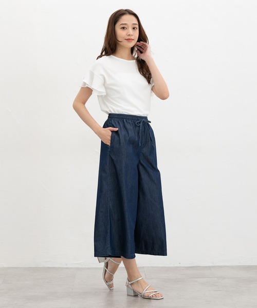 Honeys(ハニーズ)の「【ハニさら・接触冷感】クールデニムガウチョ(デニムパンツ・レディース・グレー/ブルー/インディゴブルー・3L/L/LL/M/S)」の8枚目の写真