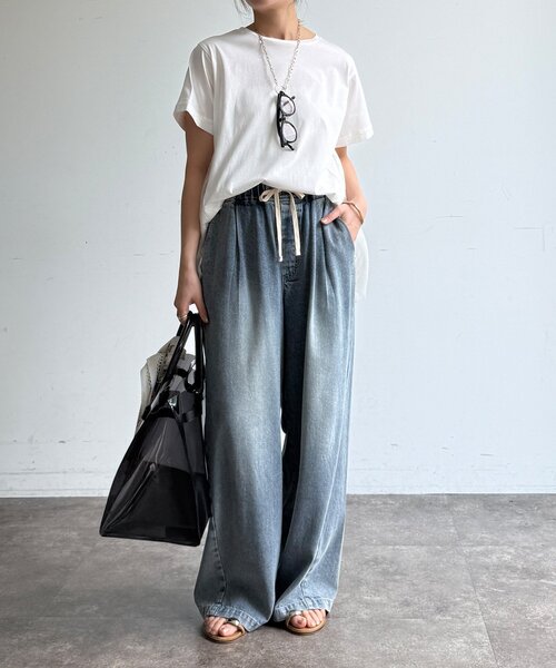 DouDou(ドゥドゥ)の「【WEB限定】チュールプリーツTEE(Tシャツ/カットソー・レディース・ブラック/オフホワイト・FREE)」の7枚目の写真