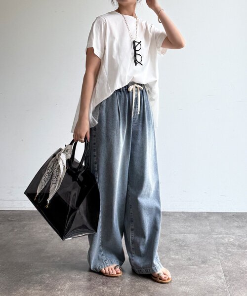 DouDou(ドゥドゥ)の「【WEB限定】チュールプリーツTEE(Tシャツ/カットソー・レディース・ブラック/オフホワイト・FREE)」の5枚目の写真