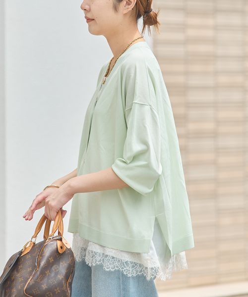journal standard L'essage(ジャーナルスタンダードレサージュ)の「《接触冷感/手洗い可》クールタッチワイドVカーディガン(カーディガン/ボレロ・レディース・グリーン/ライトグレー/イエロー・FREE)」の8枚目の写真