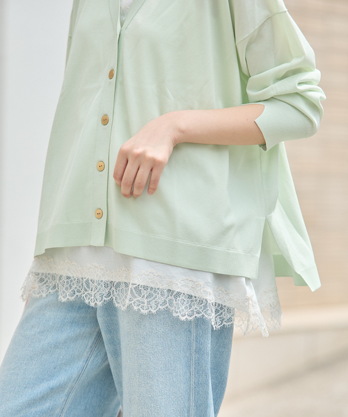 journal standard L'essage(ジャーナルスタンダードレサージュ)の「《接触冷感/手洗い可》クールタッチワイドVカーディガン(カーディガン/ボレロ・レディース・グリーン/ライトグレー/イエロー・FREE)」の10枚目の写真