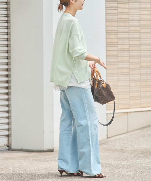 journal standard L'essage(ジャーナルスタンダードレサージュ)の「《接触冷感/手洗い可》クールタッチワイドVカーディガン(カーディガン/ボレロ・レディース・グリーン/ライトグレー/イエロー・FREE)」の12枚目の写真