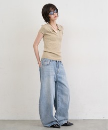Rib Knit Polo Top / リブニットポロトップス