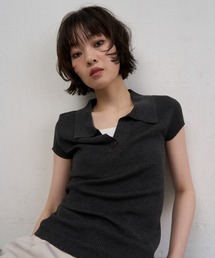 Rib Knit Polo Top / リブニットポロトップス