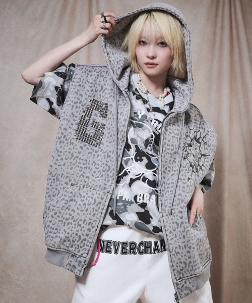 GALFY（ガルフィー）の「GALFY（ガルフィー）ガチだりぃパーカー/レオパード ジップパーカーベスト/ダブルジップ/ビッグシルエット/ストリート（パーカー・メンズ・ブラック/グレー/ブラウン・LL/L/M）」の19枚目の写真