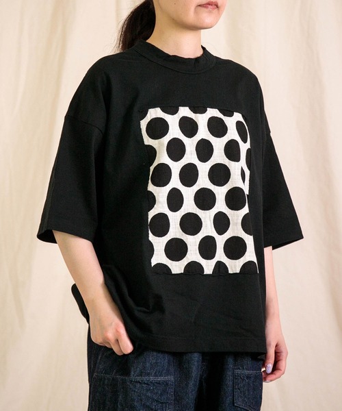 prit（プリット）の「[prit] 空紡天竺×プリント 5分袖フレームTシャツ (ドット＆チェック)（Tシャツ/カットソー・レディース・ブラック系その他2/ブラック系その他・FREE）」の9枚目の写真