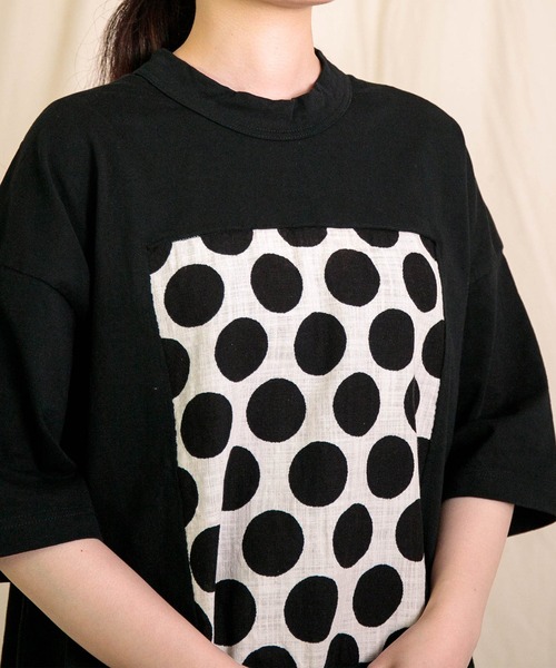 prit（プリット）の「[prit] 空紡天竺×プリント 5分袖フレームTシャツ (ドット＆チェック)（Tシャツ/カットソー・レディース・ブラック系その他2/ブラック系その他・FREE）」の20枚目の写真