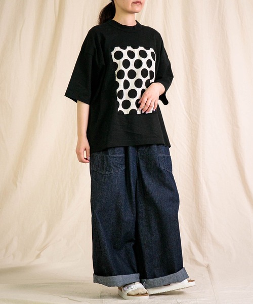 prit（プリット）の「[prit] 空紡天竺×プリント 5分袖フレームTシャツ (ドット＆チェック)（Tシャツ/カットソー・レディース・ブラック系その他2/ブラック系その他・FREE）」の12枚目の写真