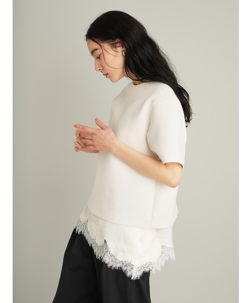 Mila Owen(ミラオーウェン)の「キャミレイヤードダンボールTシャツ(Tシャツ/カットソー・レディース・ホワイト/ライム/ブラック/グレー・0/1)」の9枚目の写真
