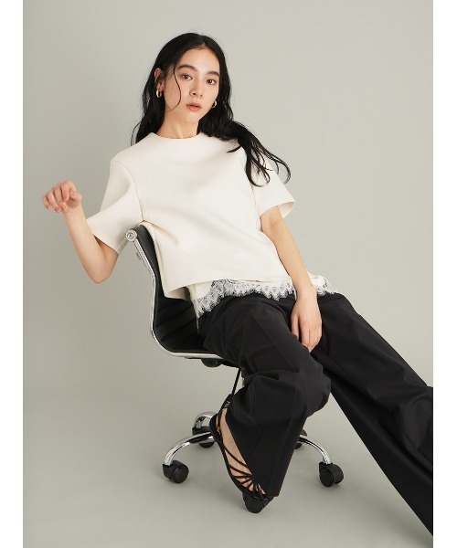 Mila Owen(ミラオーウェン)の「キャミレイヤードダンボールTシャツ(Tシャツ/カットソー・レディース・ホワイト/ライム/ブラック/グレー・0/1)」の10枚目の写真