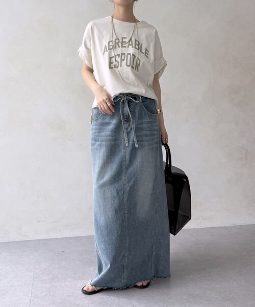 DouDou（ドゥドゥ）の「【WEB限定】AGREABLEロゴTEE（Tシャツ/カットソー・レディース・アイボリー/チャコールグレー/カーキ・FREE）」の5枚目の写真