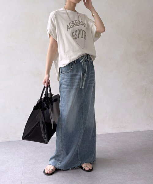 DouDou（ドゥドゥ）の「【WEB限定】AGREABLEロゴTEE（Tシャツ/カットソー・レディース・アイボリー/チャコールグレー/カーキ・FREE）」の6枚目の写真