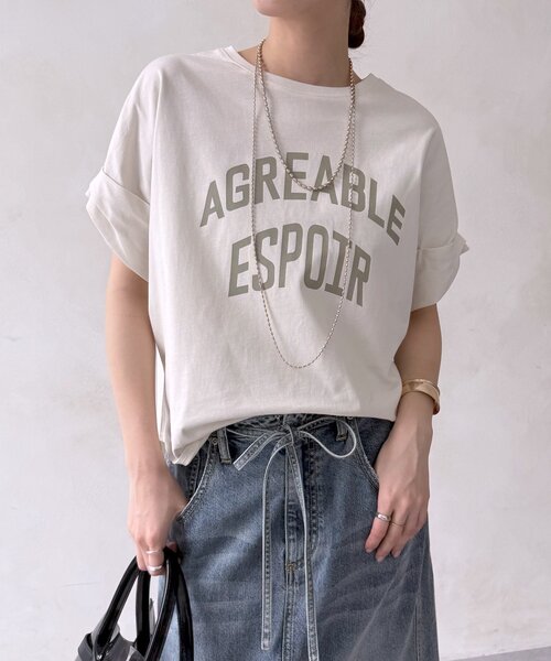 DouDou（ドゥドゥ）の「【WEB限定】AGREABLEロゴTEE（Tシャツ/カットソー・レディース・アイボリー/チャコールグレー/カーキ・FREE）」の11枚目の写真