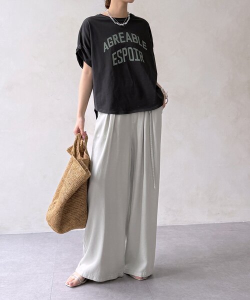 DouDou（ドゥドゥ）の「【WEB限定】AGREABLEロゴTEE（Tシャツ/カットソー・レディース・アイボリー/チャコールグレー/カーキ・FREE）」の13枚目の写真