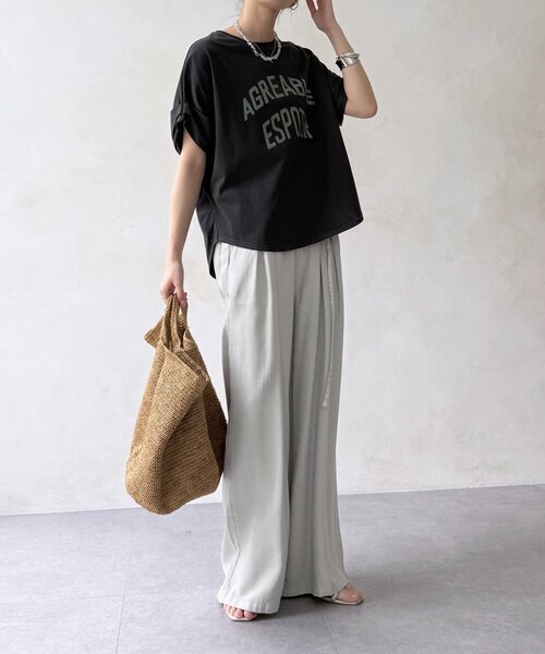 DouDou（ドゥドゥ）の「【WEB限定】AGREABLEロゴTEE（Tシャツ/カットソー・レディース・アイボリー/チャコールグレー/カーキ・FREE）」の15枚目の写真