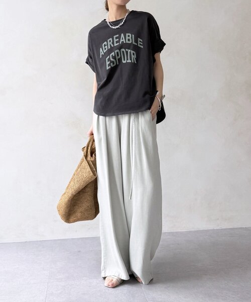 DouDou（ドゥドゥ）の「【WEB限定】AGREABLEロゴTEE（Tシャツ/カットソー・レディース・アイボリー/チャコールグレー/カーキ・FREE）」の16枚目の写真