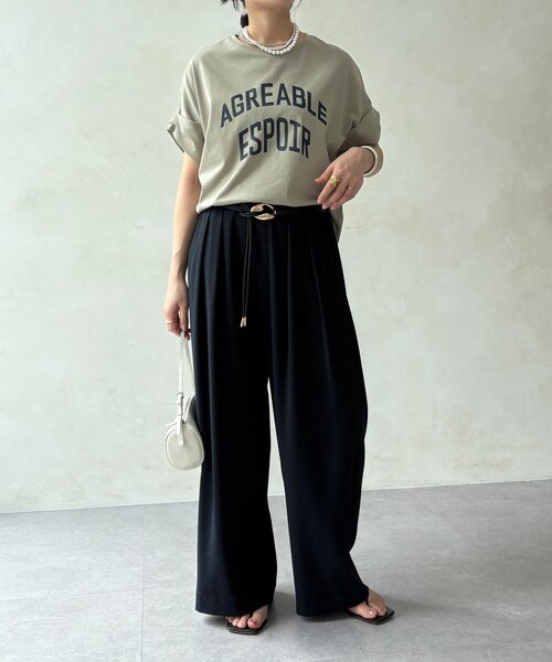 DouDou（ドゥドゥ）の「【WEB限定】AGREABLEロゴTEE（Tシャツ/カットソー・レディース・アイボリー/チャコールグレー/カーキ・FREE）」の22枚目の写真