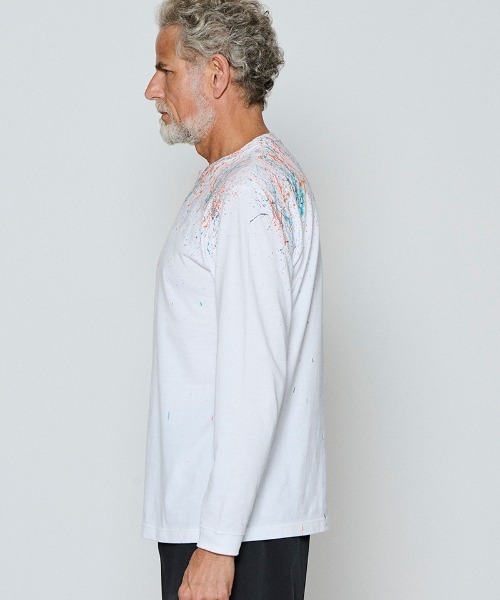 ACANTHUS(アカンサス)の「mlt5694-Splash paint L-S Tee ロングスリーブTシャツ(CT2610)(Tシャツ/カットソー・メンズ・ホワイト/ブラック・XL/L/M/S)」の9枚目の写真