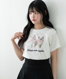 WEGO/【26春夏新作】装飾付きネコリボンT