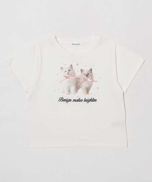 WEGO(ウィゴー)の「WEGO/【26春夏新作】装飾付きネコリボンT(Tシャツ/カットソー・レディース・ブラック/ホワイト・FREE)」の14枚目の写真