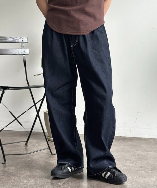 CPCM(シーピーシーエム)の「【COOLMAX】タックワイドデニム(デニムパンツ・メンズ・ネイビー/ブルー/サックスブルー/ブラック・SMALL/MEDIUM/LARGE)」の16枚目の写真
