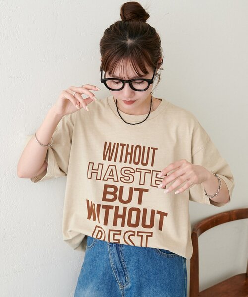 DISCOAT(ディスコート)の「【Enlude】ピグメントカラーロゴTシャツ《ユニセックス》(Tシャツ/カットソー・レディース・ピンク/サックスブルー/ベージュ・FREE)」の2枚目の写真
