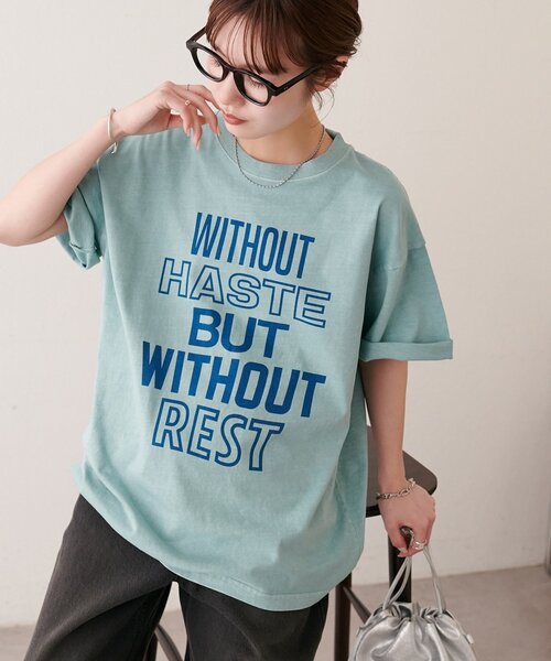 DISCOAT(ディスコート)の「【Enlude】ピグメントカラーロゴTシャツ《ユニセックス》(Tシャツ/カットソー・レディース・ピンク/サックスブルー/ベージュ・FREE)」の3枚目の写真