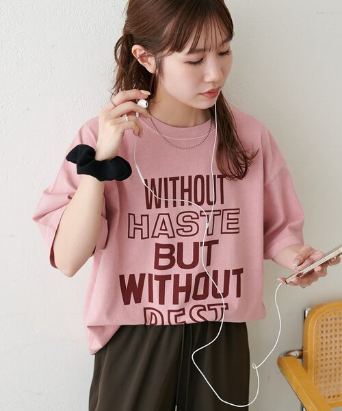 DISCOAT(ディスコート)の「【Enlude】ピグメントカラーロゴTシャツ《ユニセックス》(Tシャツ/カットソー・レディース・ピンク/サックスブルー/ベージュ・FREE)」の1枚目の写真