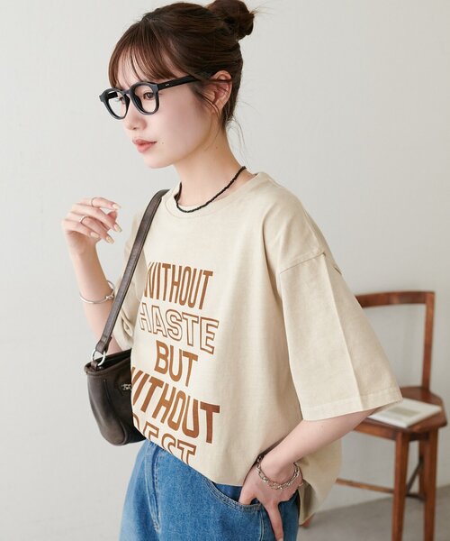 DISCOAT(ディスコート)の「【Enlude】ピグメントカラーロゴTシャツ《ユニセックス》(Tシャツ/カットソー・レディース・ピンク/サックスブルー/ベージュ・FREE)」の6枚目の写真