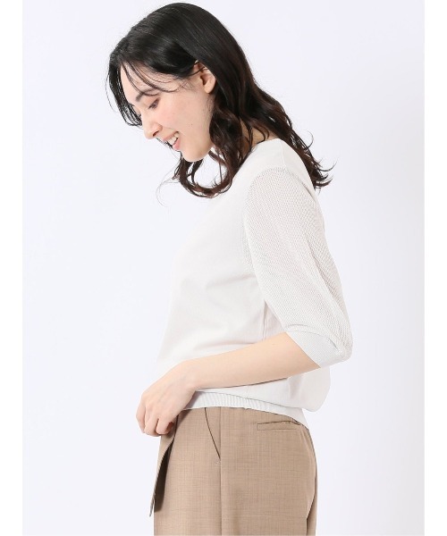 m.f.editorial(エムエフエディトリアル)の「【ストレッチ 接触冷感 UV ウォッシャブル】タカキュー レディース 快適機能 メッシュ切替 半袖 ニット プルオーバー(ニット/セーター・レディース・アイボリー・L)」の15枚目の写真